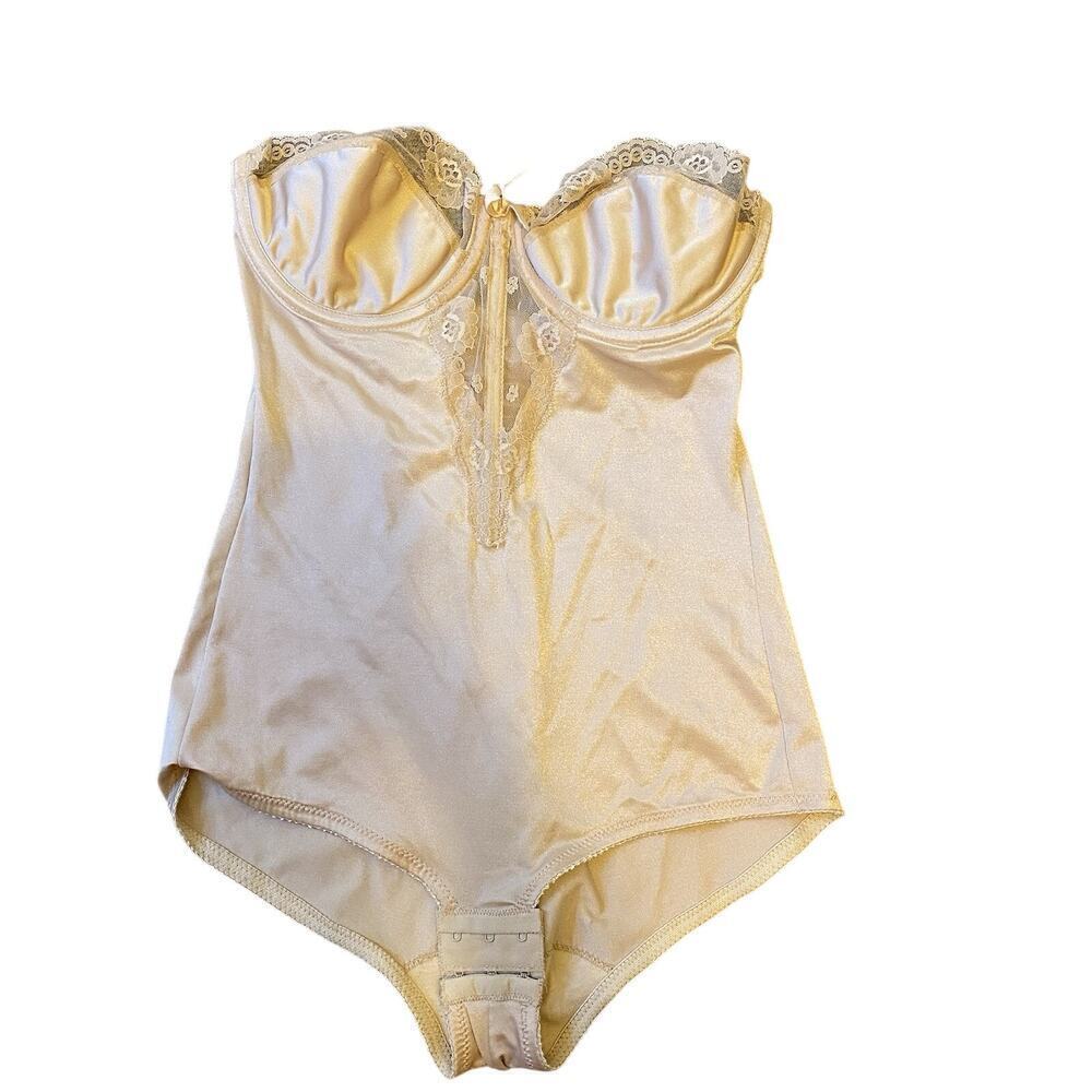 VTG LadyMarlene Lingerie Bodysuit Coquette 36C Sexy Romantic Bow Lace Nude Fairy